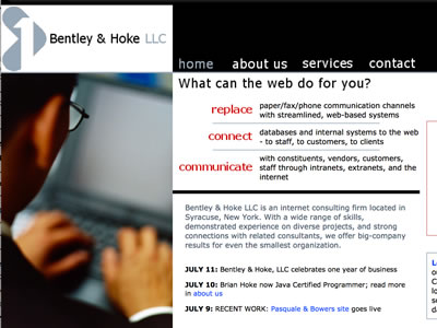 screenshot of first Bentley Hoke website